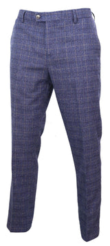 Matteo - Men's Blue Check Trousers
