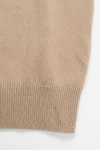 Beige strikket T-shirt til mænd med normal pasform og rund hals, korte ærmer