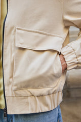 Herre beige Utility Bomber letvægts polstret lynlåsjakke