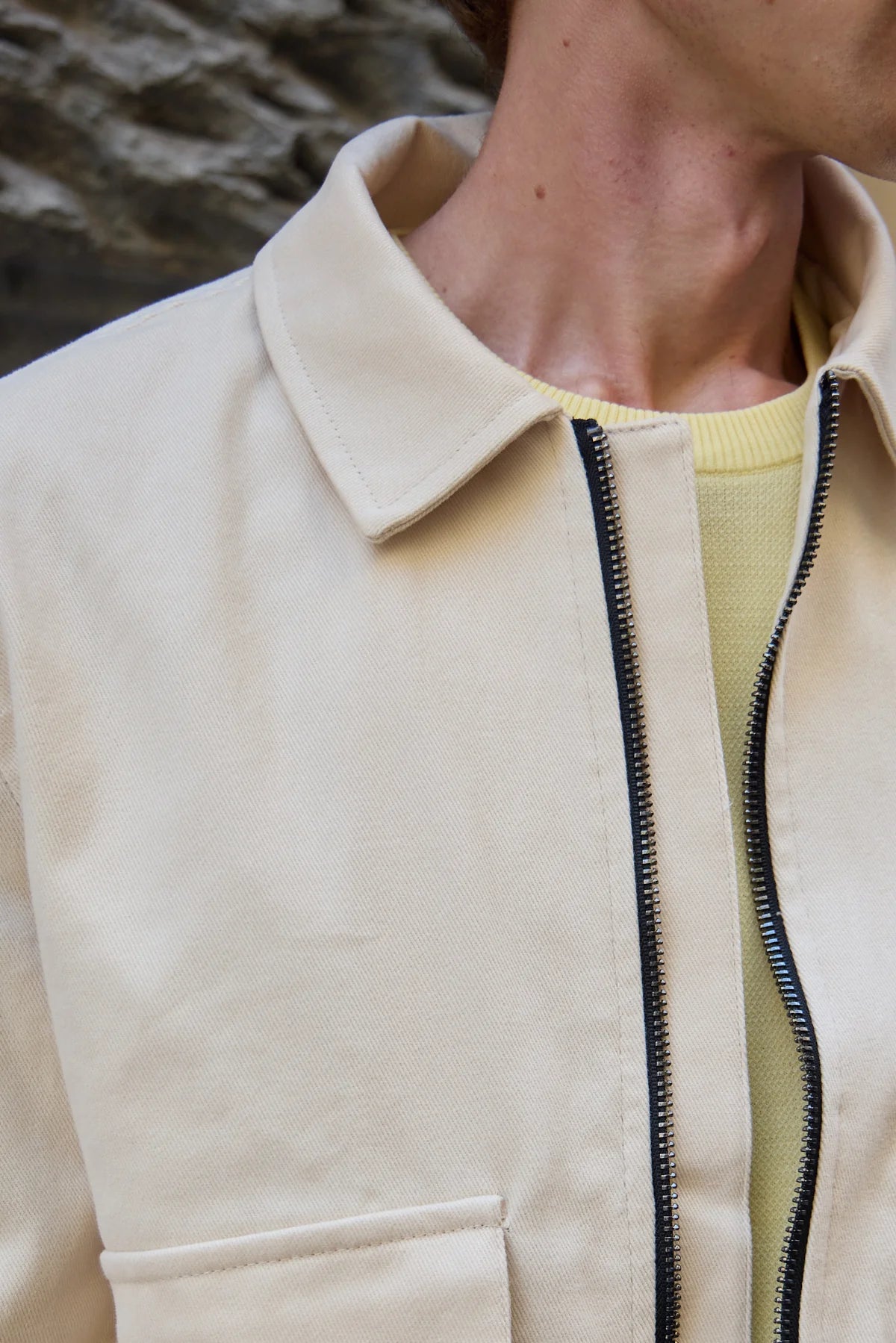 Herre beige Utility Bomber letvægts polstret lynlåsjakke