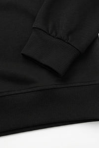 Herresweatshirt med rund hals og lange ærmer i sort bomuldsblanding, stretchpullover