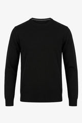 Sort herrestrikket sweater med rund hals og akryl-pullover