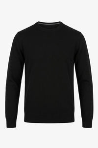 Sort herrestrikket sweater med rund hals og akryl-pullover