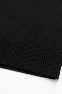 Sort herrestrikket sweater med rund hals og akryl-pullover