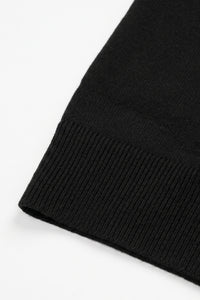 Sort herre strikket poloshirt med lynlåsudskæring og korte ærmer i blød blanding