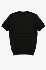 Herre sort strikket T-shirt med normal pasform og rund hals, korte ærmer