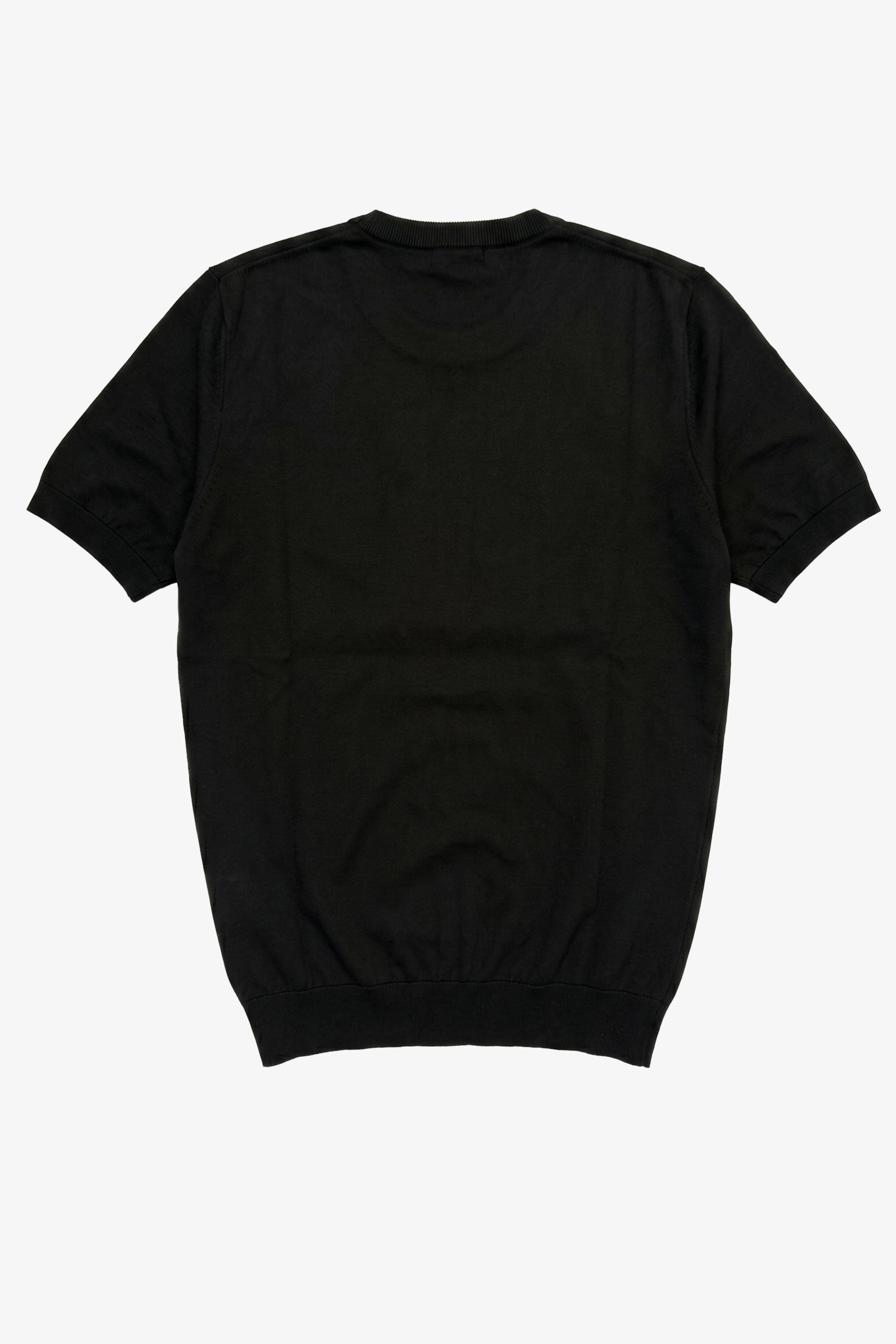 Herre sort strikket T-shirt med normal pasform og rund hals, korte ærmer