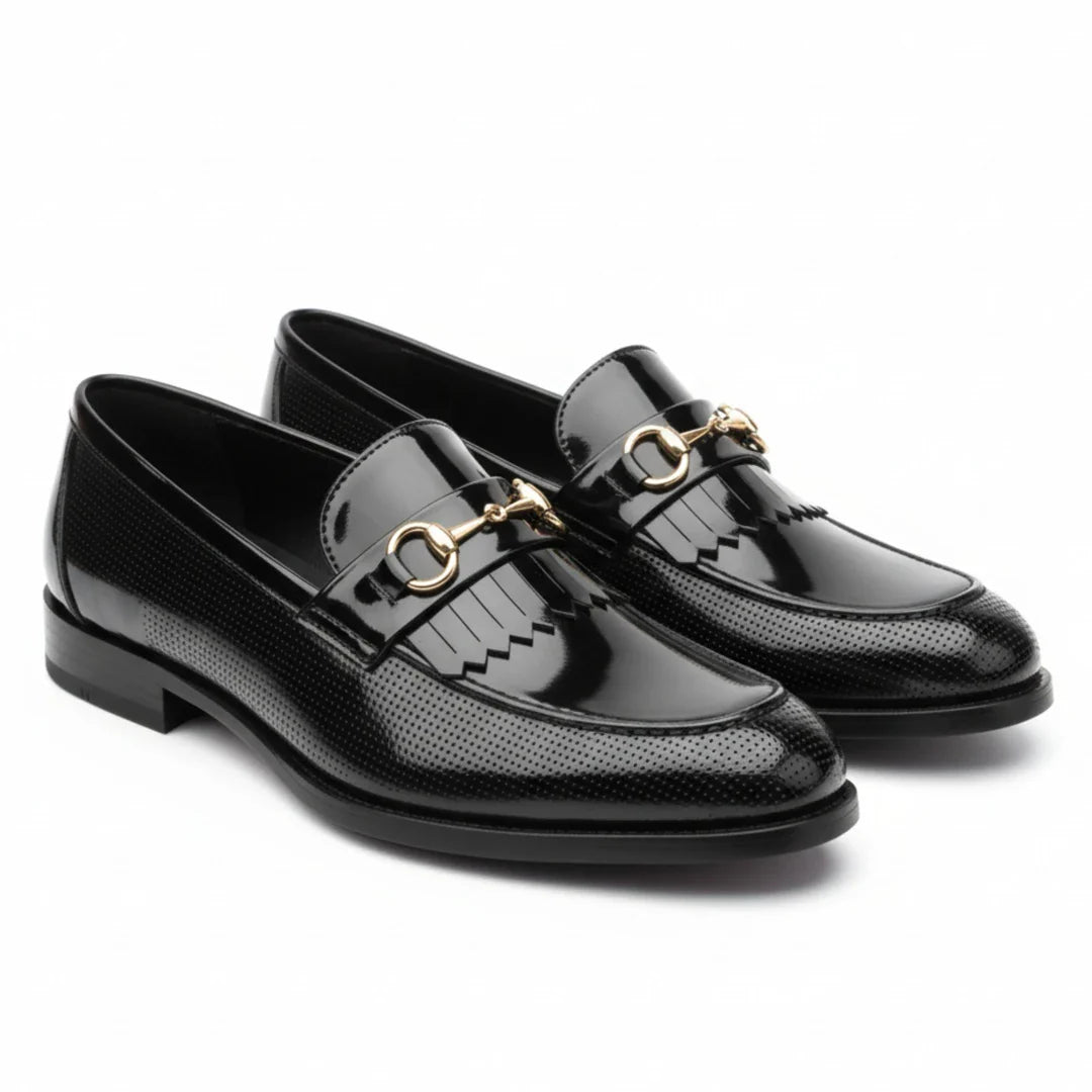 Sorte PU-slip-on loafers til mænd
