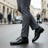 Sorte PU-slip-on loafers til mænd