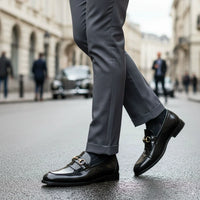 Sorte PU-slip-on loafers til mænd