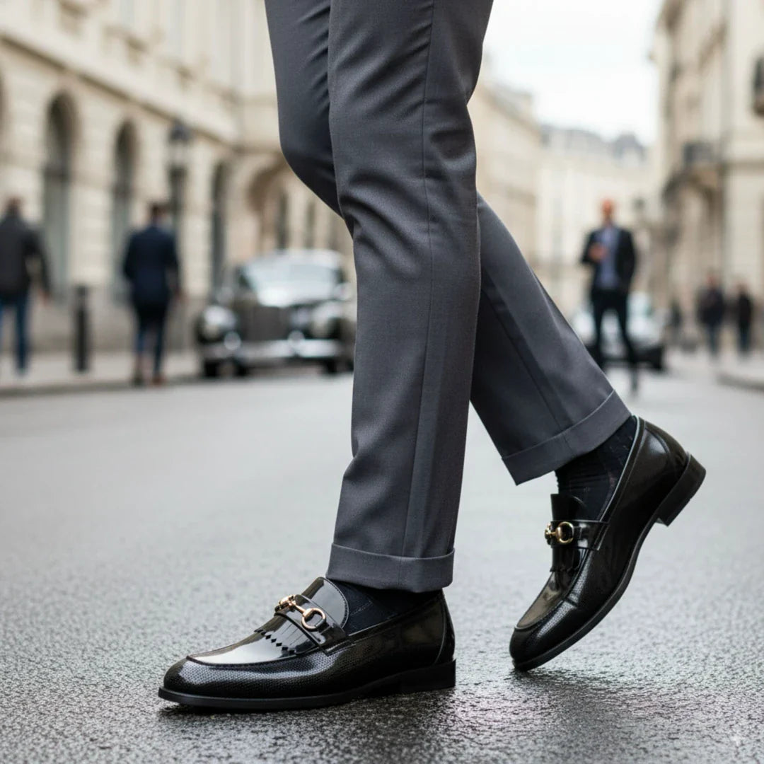 Sorte PU-slip-on loafers til mænd