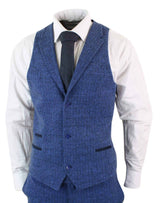 Men's Blue Herringbone 3 Piece Tweeed Suit - STZ11