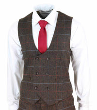 Men's Dark Brown Tweed Suit - Cavani Tommy