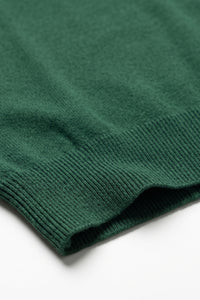 Herregrøn klassisk strikket T-shirt med korte ærmer og rund hals