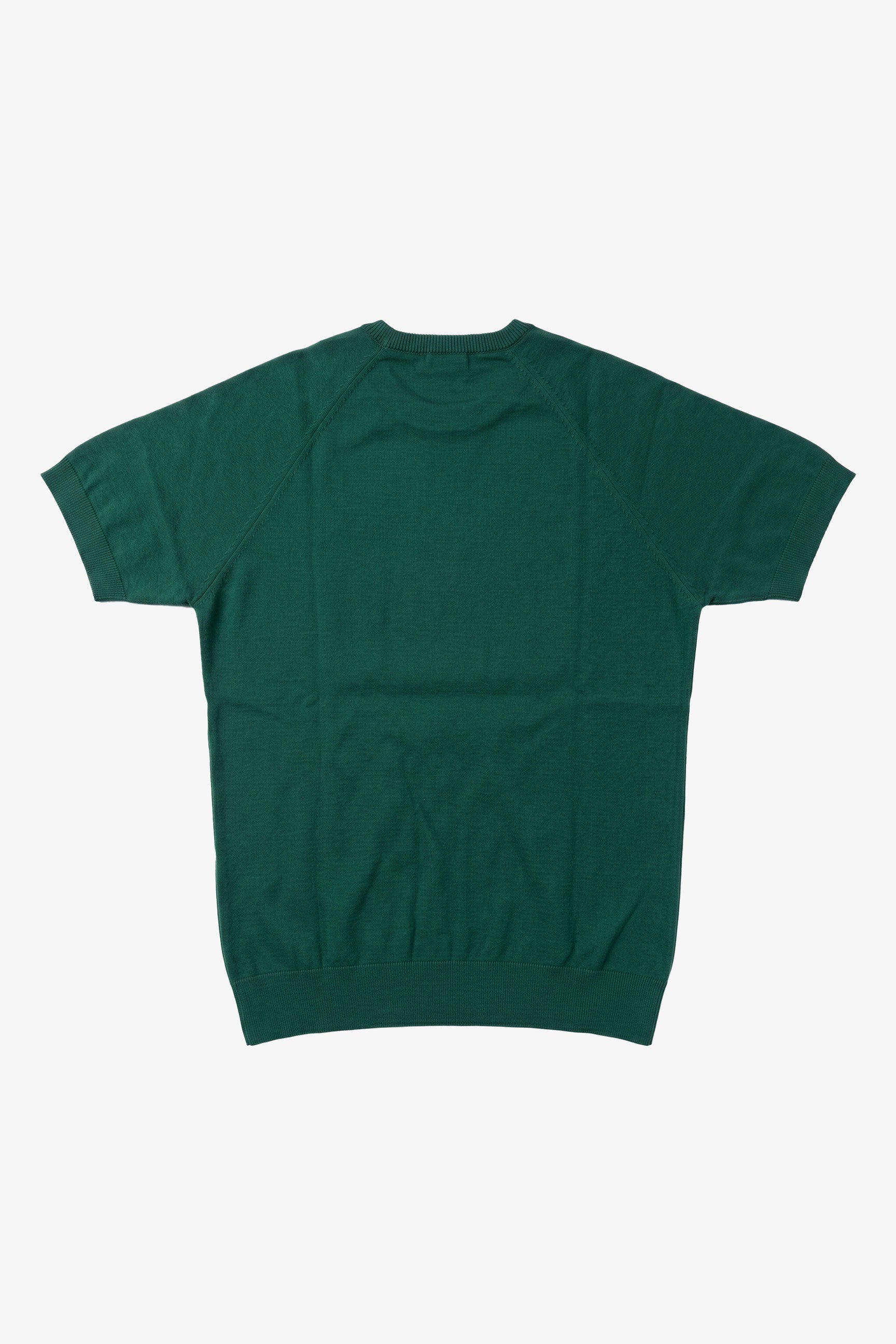 Herregrøn klassisk strikket T-shirt med korte ærmer og rund hals