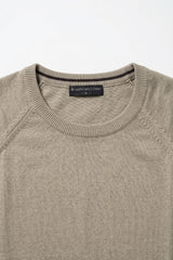 Herre khaki klassisk strikket t-shirt med korte ærmer og rund hals