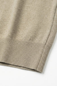 Herre khaki klassisk strikket t-shirt med korte ærmer og rund hals