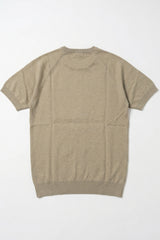 Herre khaki klassisk strikket t-shirt med korte ærmer og rund hals