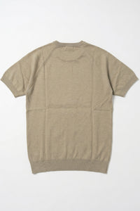Herre khaki klassisk strikket t-shirt med korte ærmer og rund hals