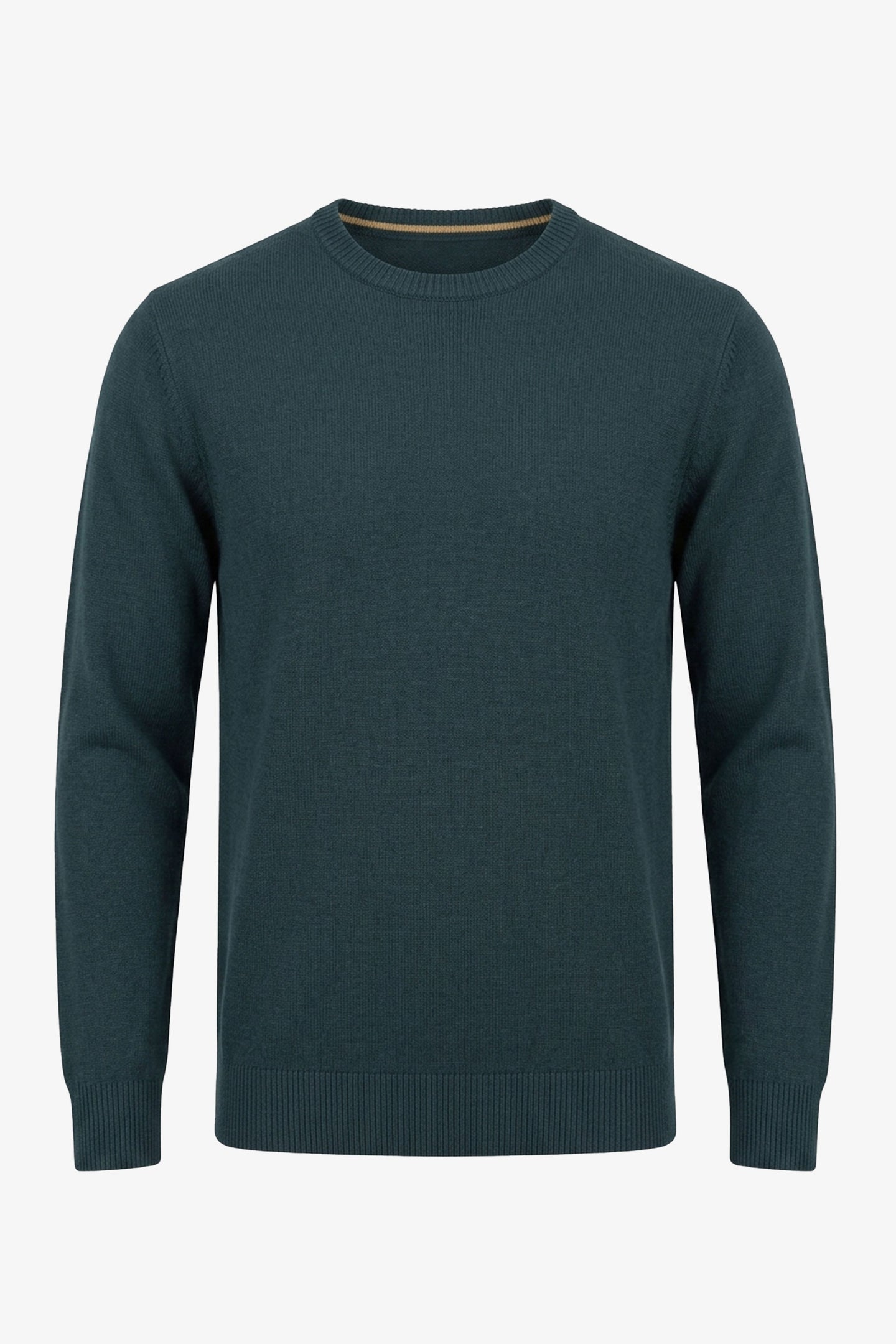 Herre marineblå strikket sweater med rund hals og almindelig pasform
