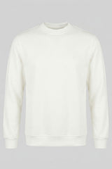 Herresweatshirt med rund hals og lange ærmer i off-white bomuldsblanding, stretchpullover