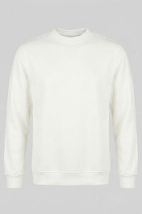 Herresweatshirt med rund hals og lange ærmer i off-white bomuldsblanding, stretchpullover