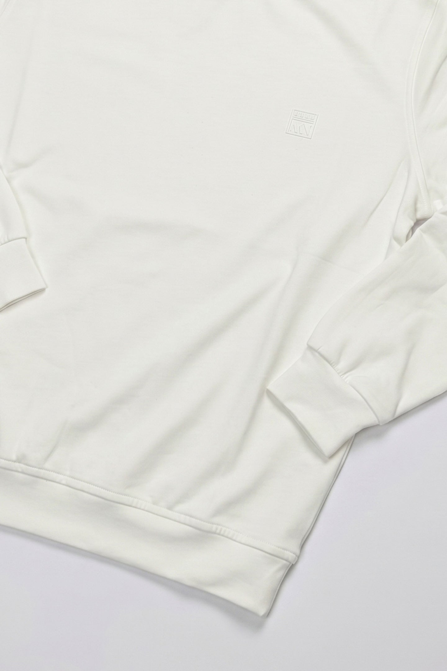 Herresweatshirt med rund hals og lange ærmer i off-white bomuldsblanding, stretchpullover