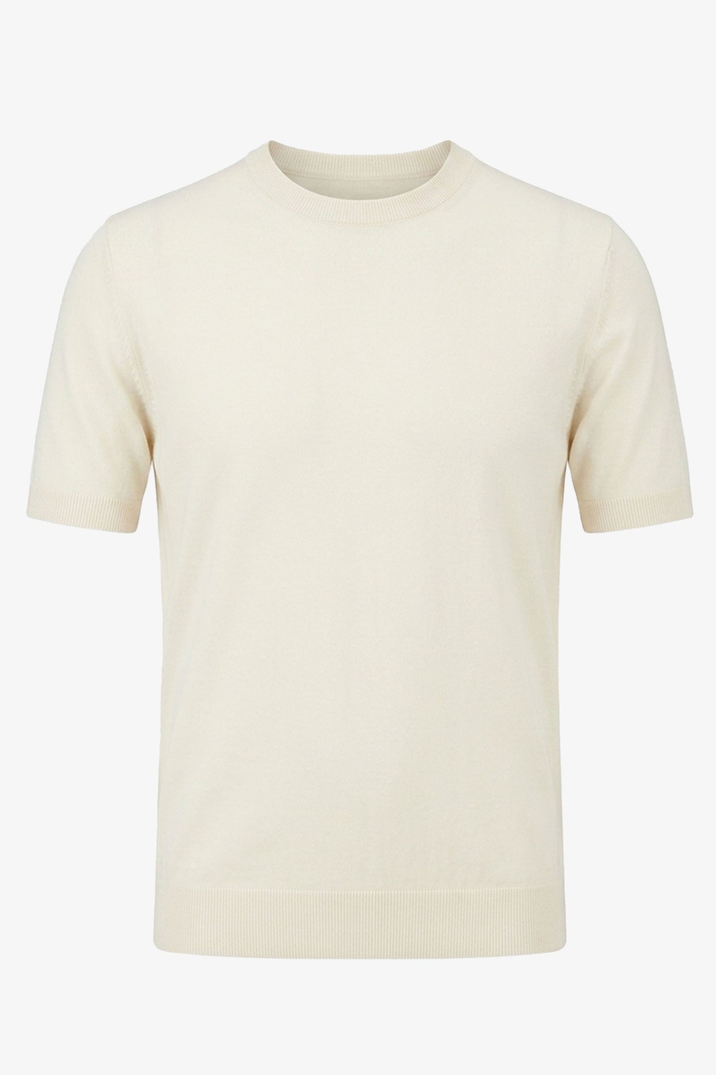Herre Off-white strikket T-shirt med normal pasform og rund hals, korte ærmer