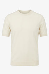 Herre Off-white strikket T-shirt med normal pasform og rund hals, korte ærmer