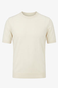 Herre Off-white strikket T-shirt med normal pasform og rund hals, korte ærmer