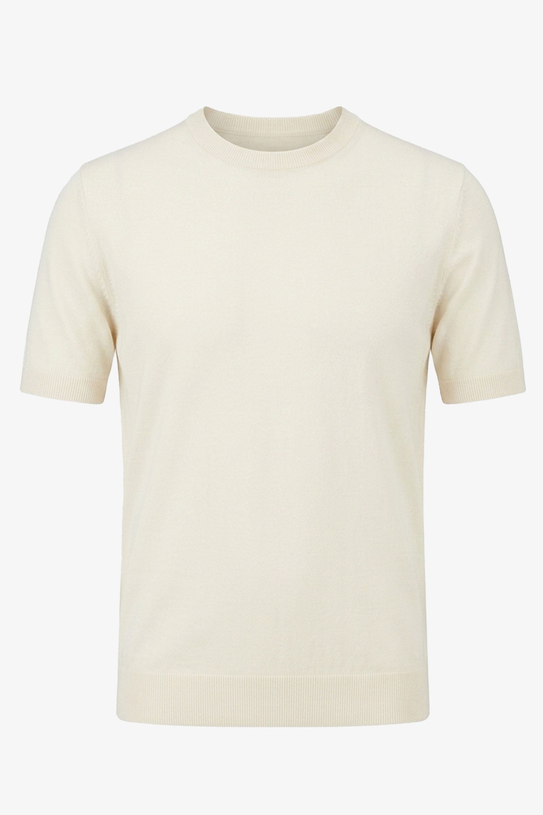 Herre Off-white strikket T-shirt med normal pasform og rund hals, korte ærmer