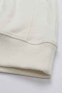 Herresweatshirt med kvart lynlås i off-white og bomuldsblanding med pullover med tragtudskæring