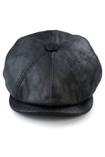Herre 8 Panel Razor Baker Boy Hat PU Læder Blinders Newsboy Flad Kasket Sort