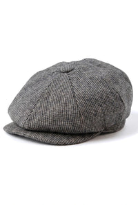 Herre 8-panels Razor Baker Boy-hat i uld, tweed, Shelby Newsboy-flad kasket, grå