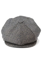 Herre 8-panels Razor Baker Boy-hat i uld, tweed, Shelby Newsboy-flad kasket, grå