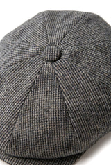 Herre 8-panels Razor Baker Boy-hat i uld, tweed, Shelby Newsboy-flad kasket, grå