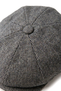 Herre 8-panels Razor Baker Boy-hat i uld, tweed, Shelby Newsboy-flad kasket, grå