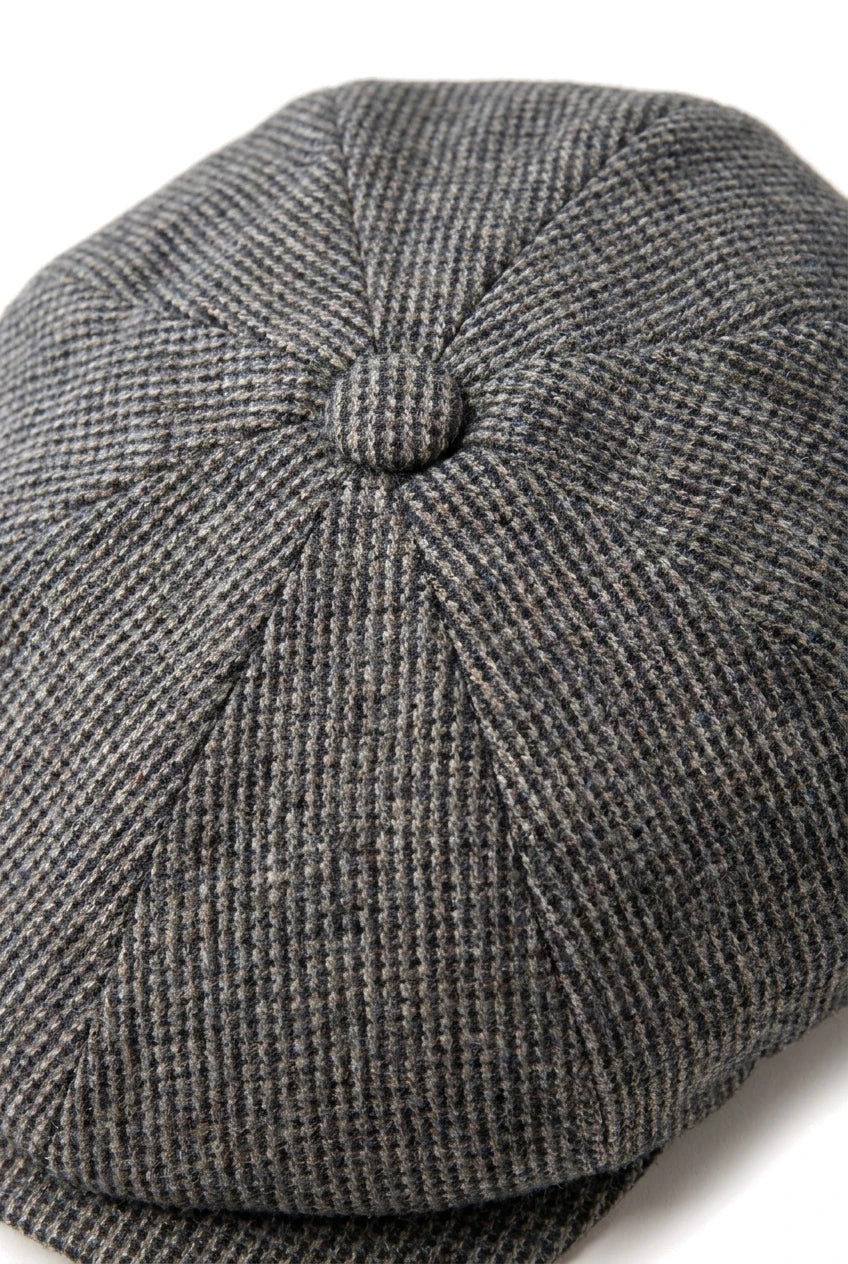 Herre 8-panels Razor Baker Boy-hat i uld, tweed, Shelby Newsboy-flad kasket, grå