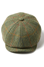 Herre 8-panels barberhat i tweed, Blinders Newsboy, grønternet flad kasket