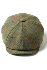 Herre 8-panels barberhat i tweed, Blinders Newsboy, grønternet flad kasket