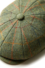 Herre 8-panels barberhat i tweed, Blinders Newsboy, grønternet flad kasket