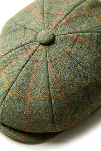 Herre 8-panels barberhat i tweed, Blinders Newsboy, grønternet flad kasket