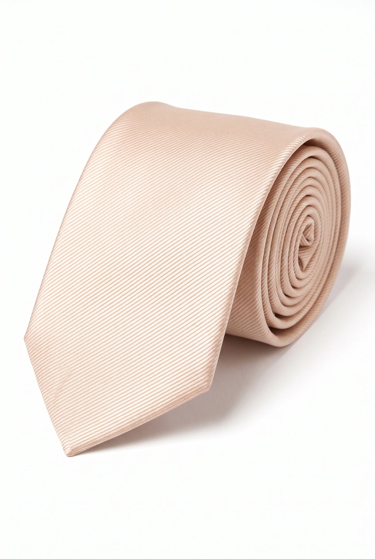 Beige, smalt, ensfarvet slips til mænd
