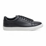 Herre sorte lædersneakers med snørebånd