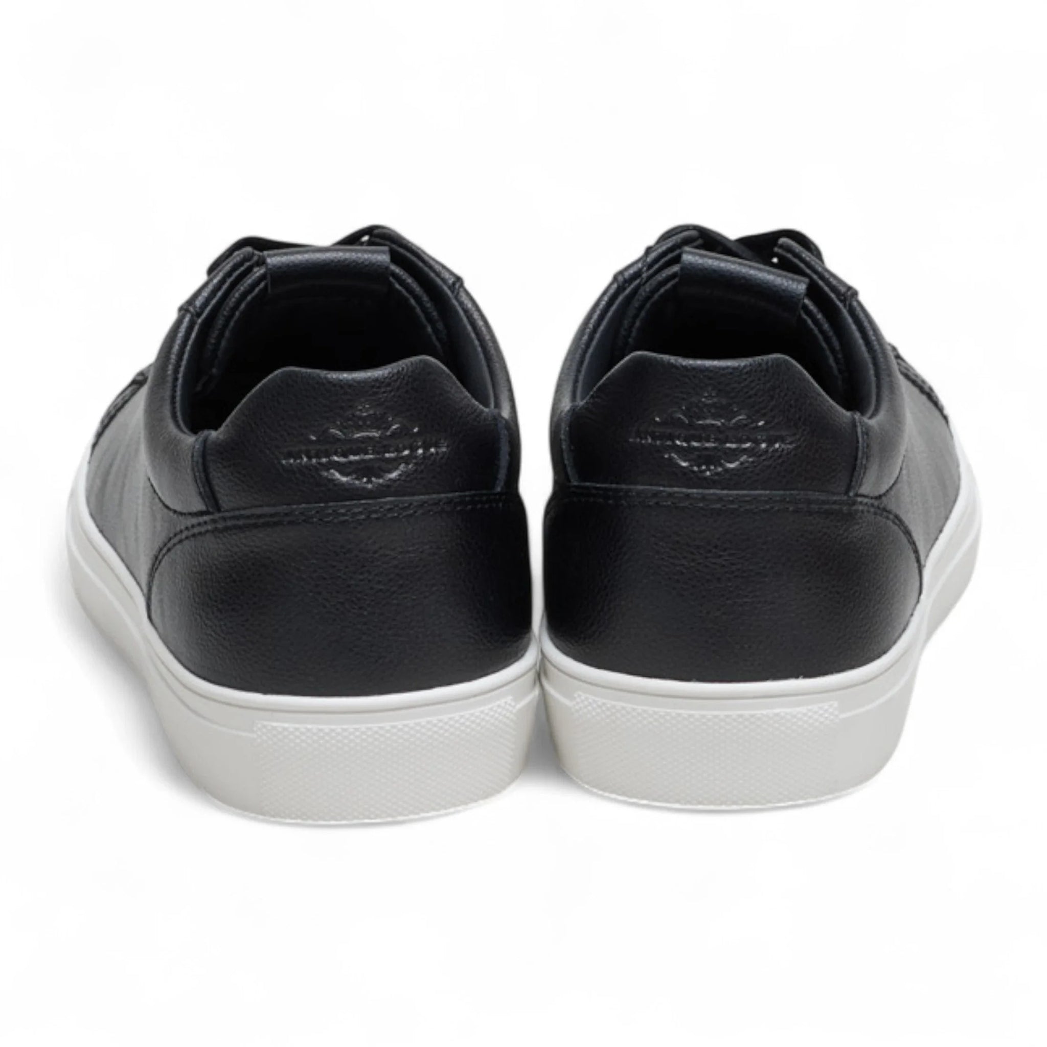 Herre sorte lædersneakers med snørebånd