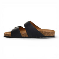 Herresandaler i sort læder med slip-on-fodseng