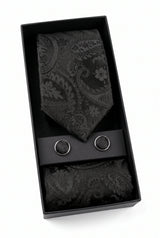 Gavesæt med sort paisley-slips til mænd
