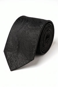 Gavesæt med sort paisley-slips til mænd