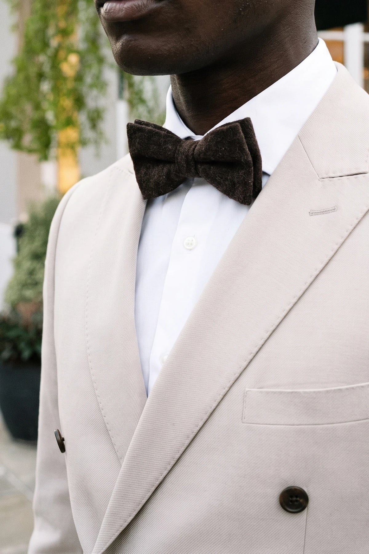 Sort herre-slips i tweed-uldblanding