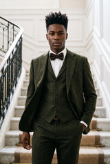 Sort herre-slips i tweed-uldblanding